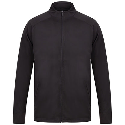 Black-Black - Front - Finden & Hales Mens Knitted Tracksuit Top