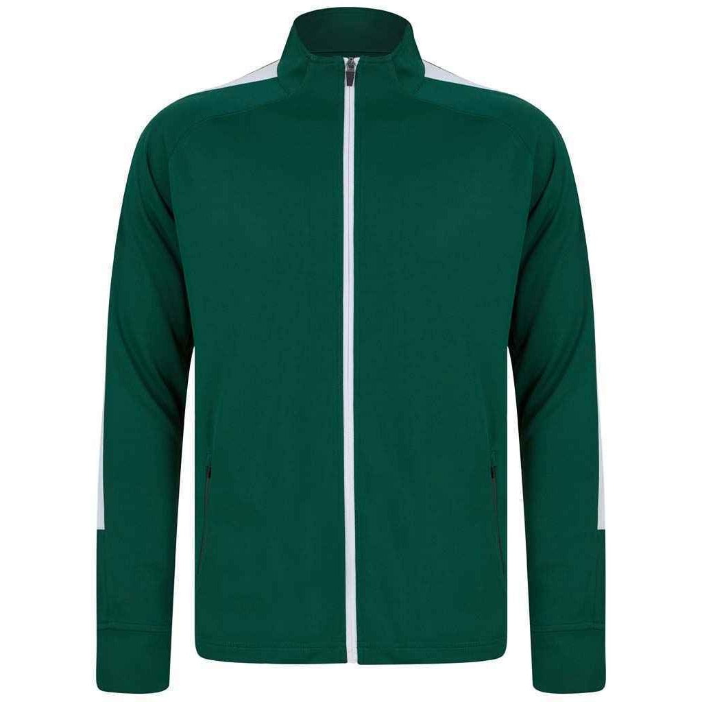 Bottle Green-White - Front - Finden & Hales Mens Knitted Tracksuit Top