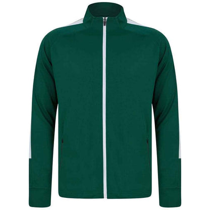 Bottle Green-White - Front - Finden & Hales Mens Knitted Tracksuit Top