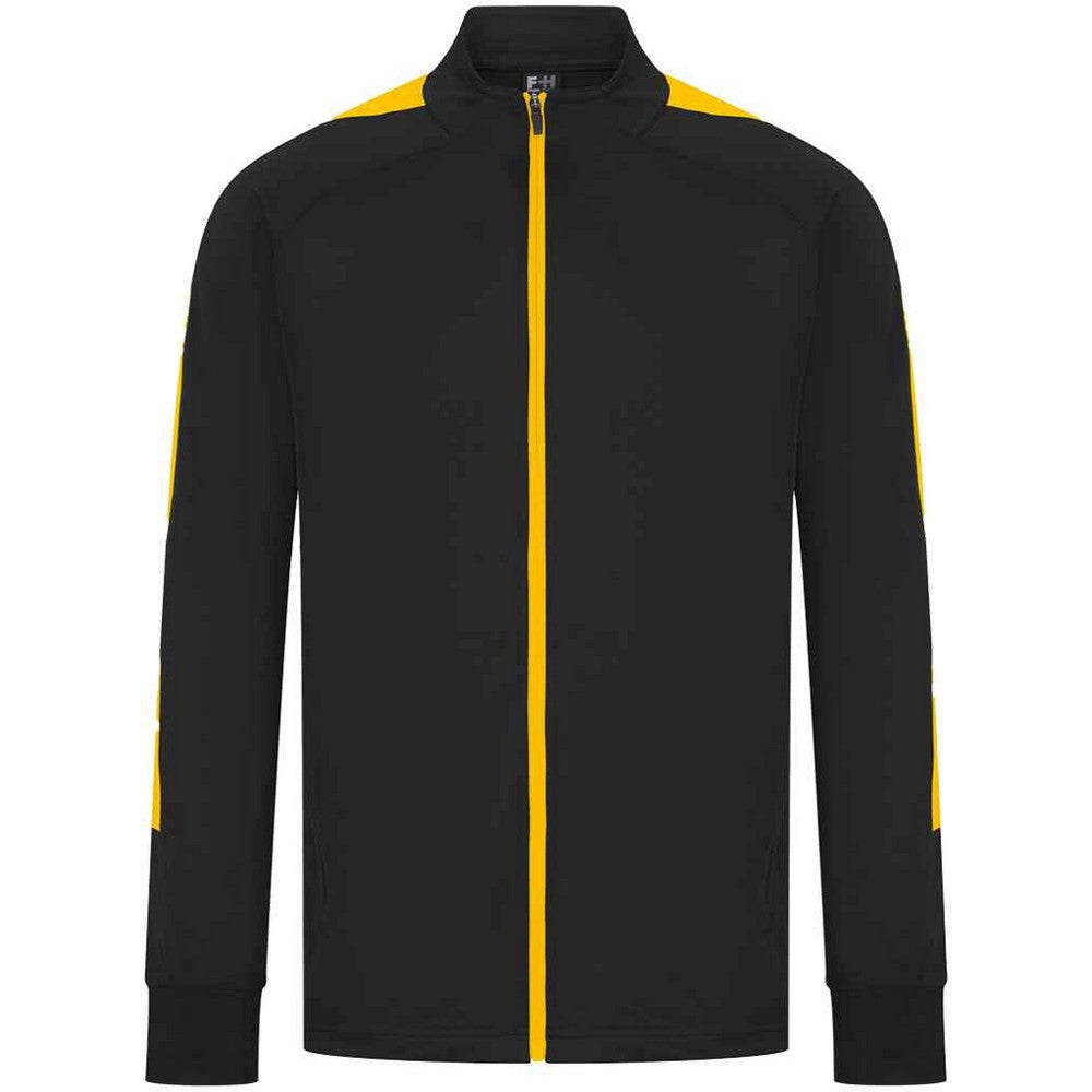 Black-Gold - Front - Finden & Hales Mens Knitted Tracksuit Top
