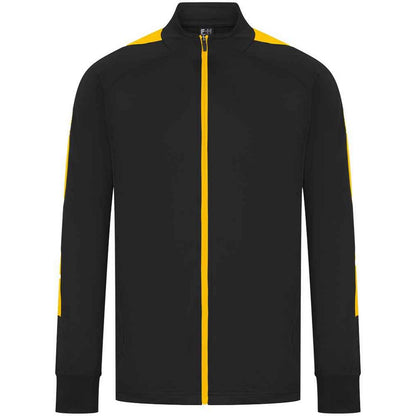 Black-Gold - Front - Finden & Hales Mens Knitted Tracksuit Top