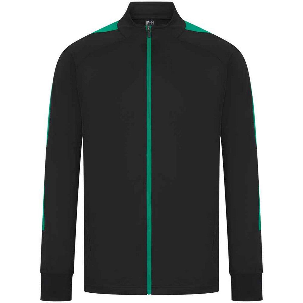 Black-Emerald - Front - Finden & Hales Mens Knitted Tracksuit Top