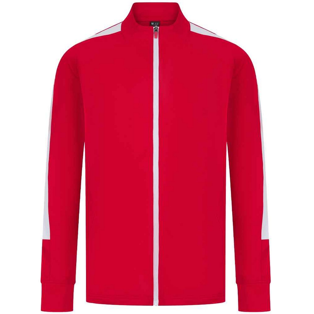 Red-White - Front - Finden & Hales Mens Knitted Tracksuit Top