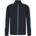 Navy-Sky Blue - Front - Finden & Hales Mens Knitted Tracksuit Top