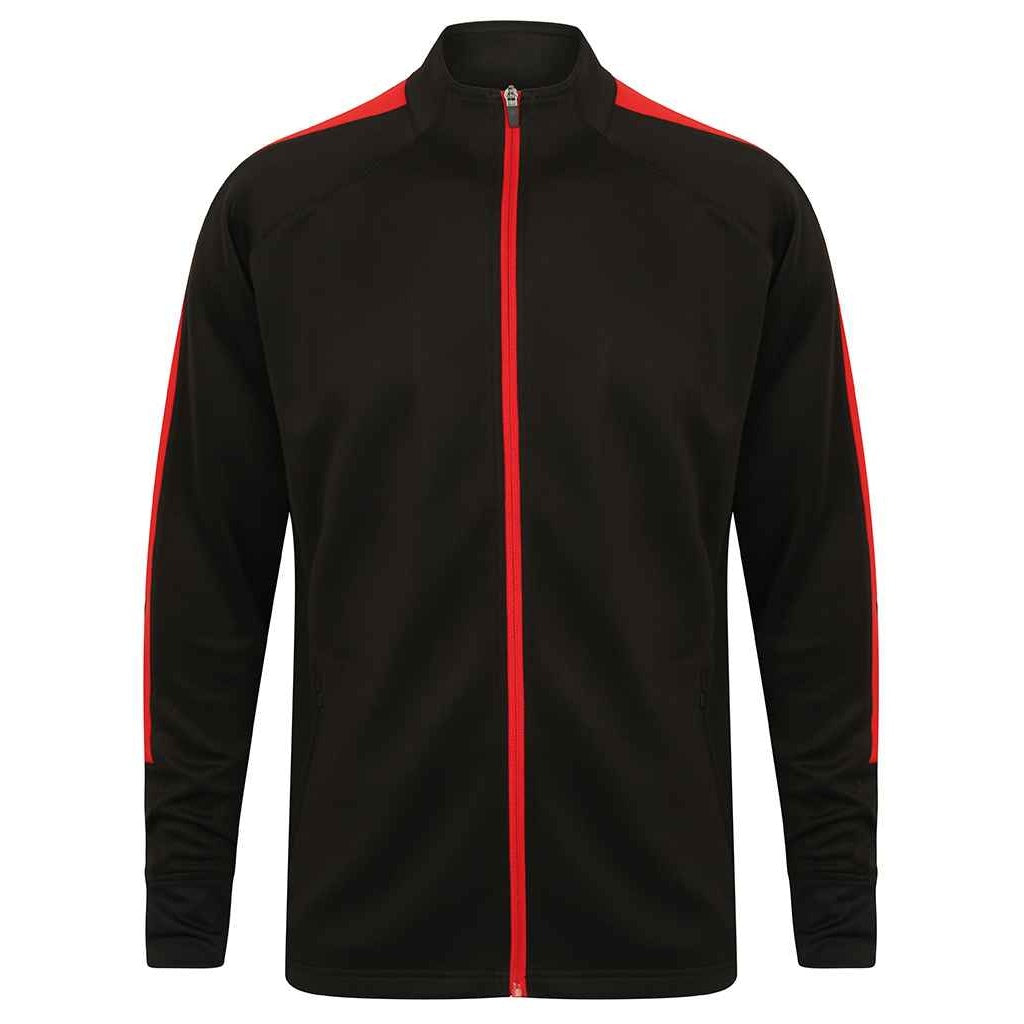 Black-Red - Front - Finden & Hales Mens Knitted Tracksuit Top