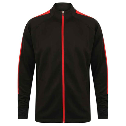 Black-Red - Front - Finden & Hales Mens Knitted Tracksuit Top