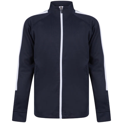 Navy-White - Front - Finden & Hales Childrens-Kids Boys Knitted Tracksuit Top