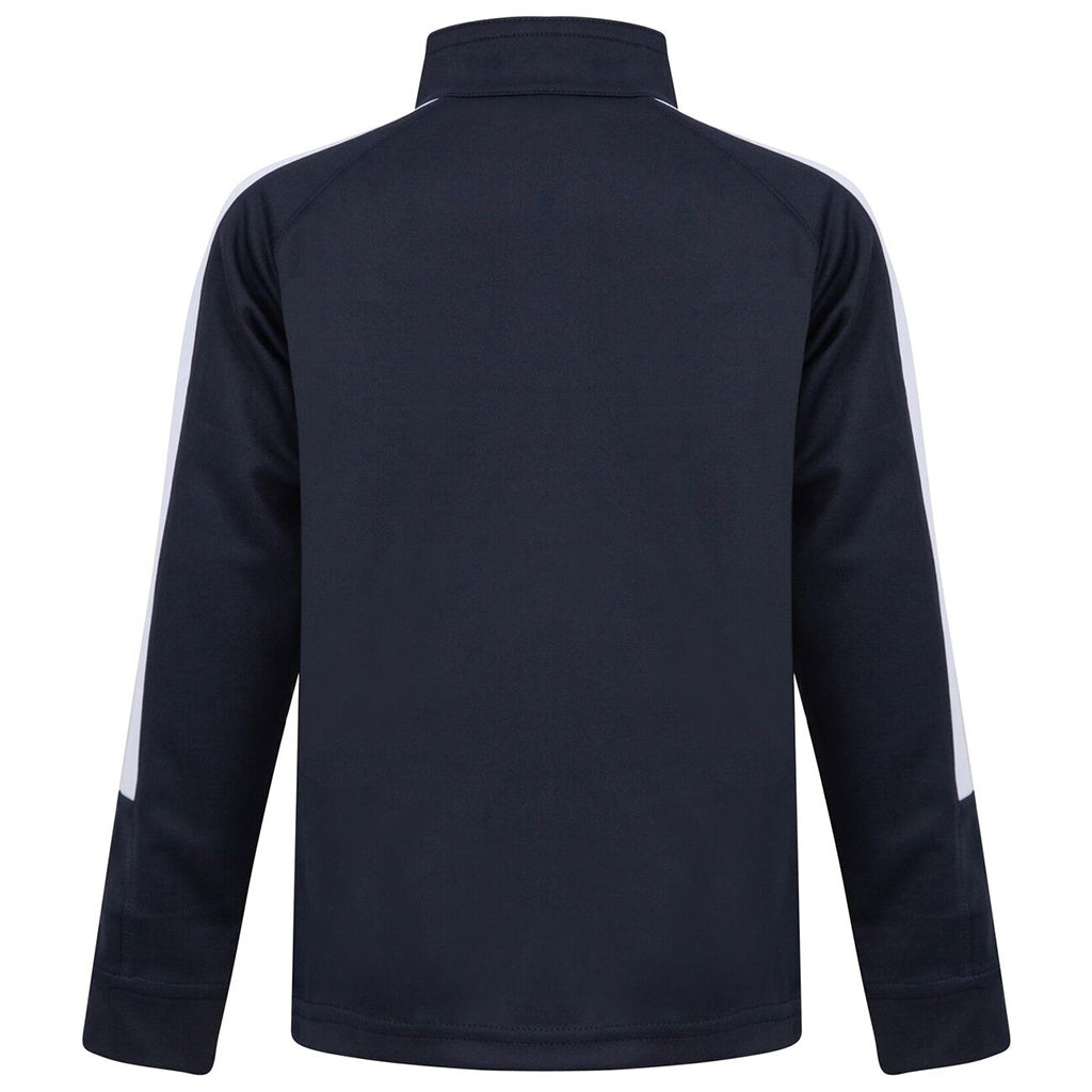Navy-White - Back - Finden & Hales Childrens-Kids Boys Knitted Tracksuit Top
