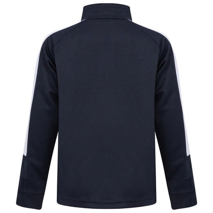 Navy-White - Back - Finden & Hales Childrens-Kids Boys Knitted Tracksuit Top