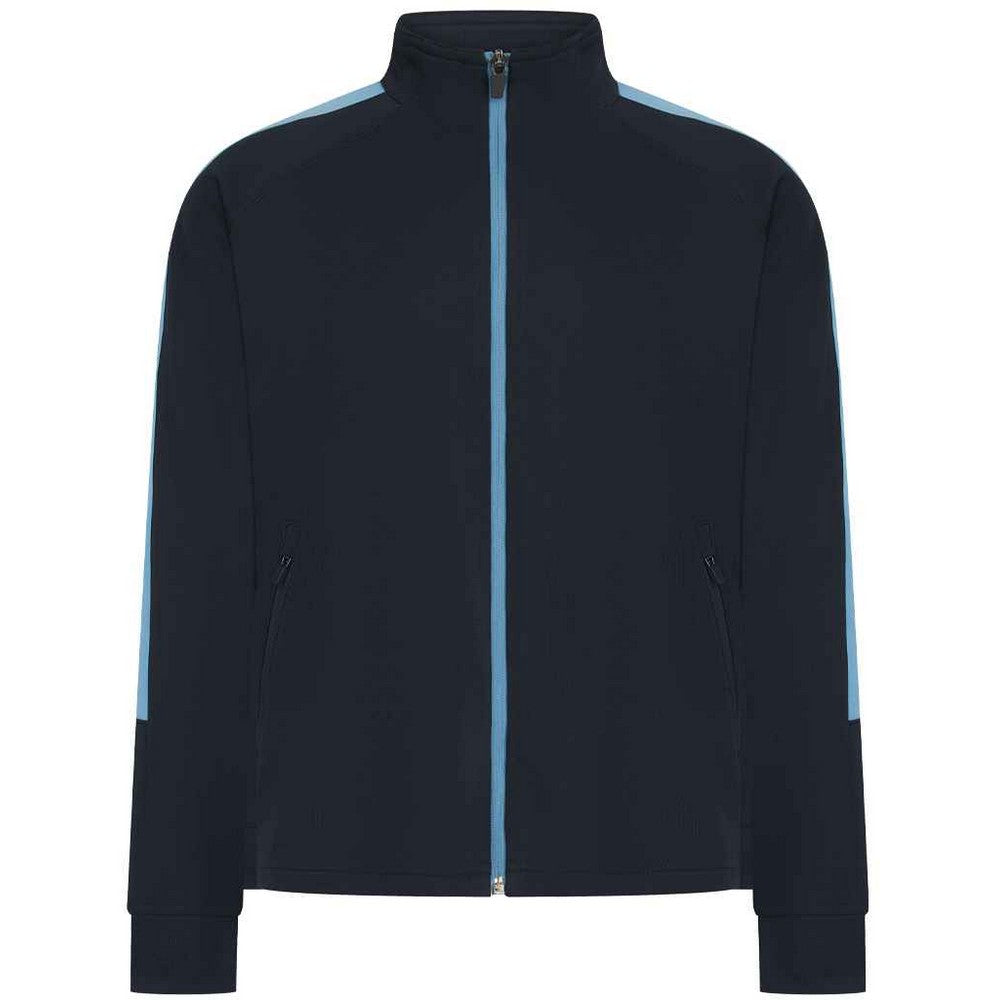 Navy-Sky Blue - Front - Finden & Hales Childrens-Kids Boys Knitted Tracksuit Top