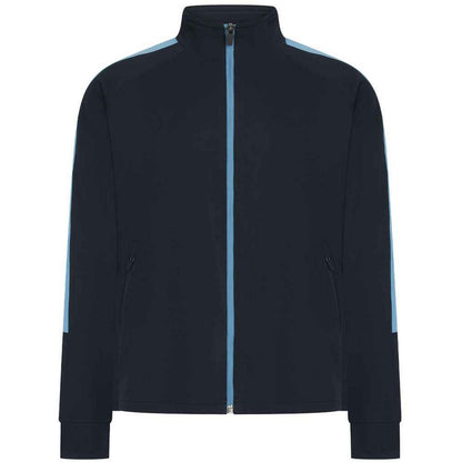 Navy-Sky Blue - Front - Finden & Hales Childrens-Kids Boys Knitted Tracksuit Top