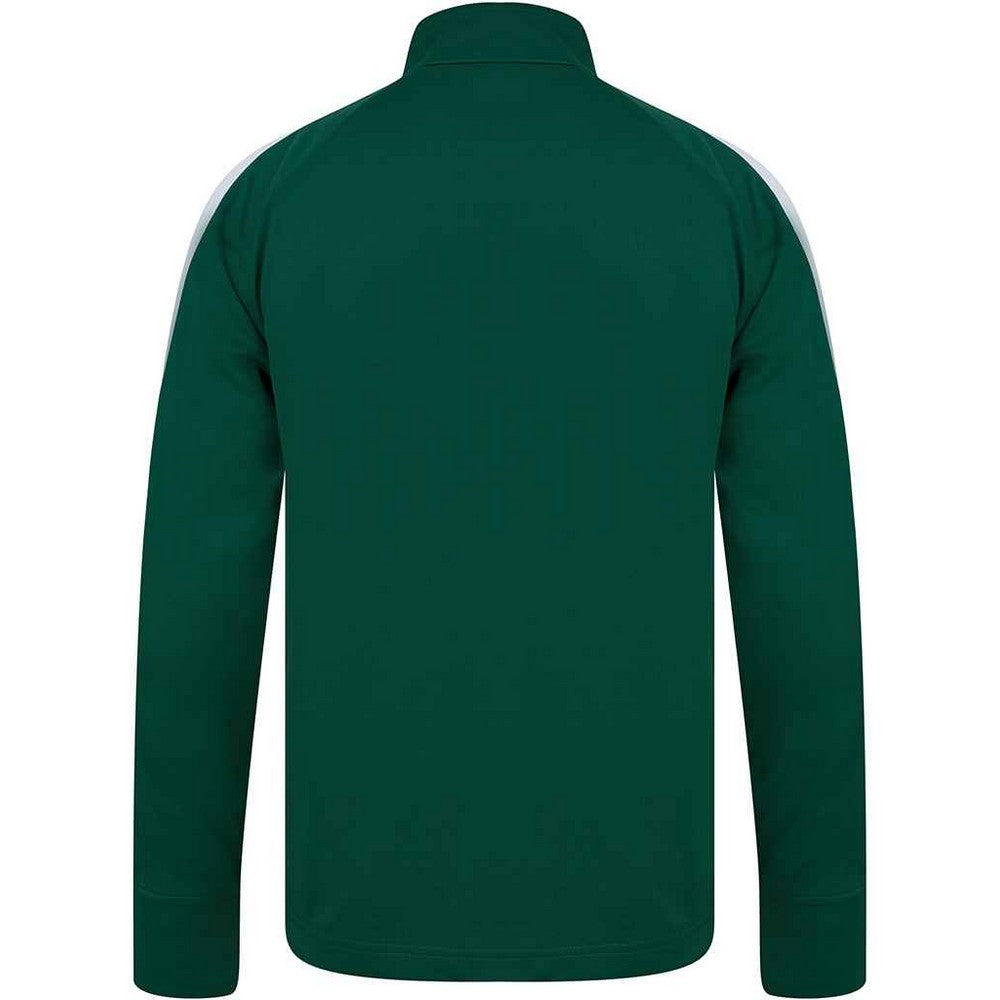 Bottle Green-White - Back - Finden & Hales Childrens-Kids Boys Knitted Tracksuit Top