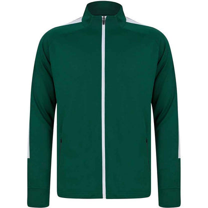 Bottle Green-White - Front - Finden & Hales Childrens-Kids Boys Knitted Tracksuit Top