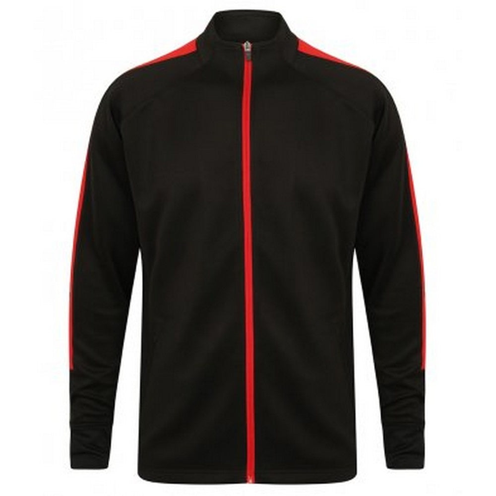 Black-Red - Front - Finden & Hales Childrens-Kids Boys Knitted Tracksuit Top