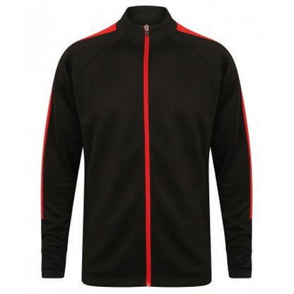 Black-Red - Front - Finden & Hales Childrens-Kids Boys Knitted Tracksuit Top