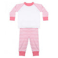 Pale Pink-White - Front - Larkwood Baby Boys-Girls Striped Pyjamas