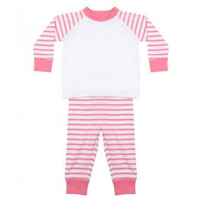 Pale Pink-White - Front - Larkwood Baby Boys-Girls Striped Pyjamas