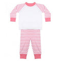 Pale Pink-White - Front - Larkwood Baby Boys-Girls Striped Pyjamas