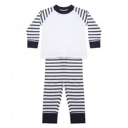 Navy-White - Front - Larkwood Baby Boys-Girls Striped Pyjamas