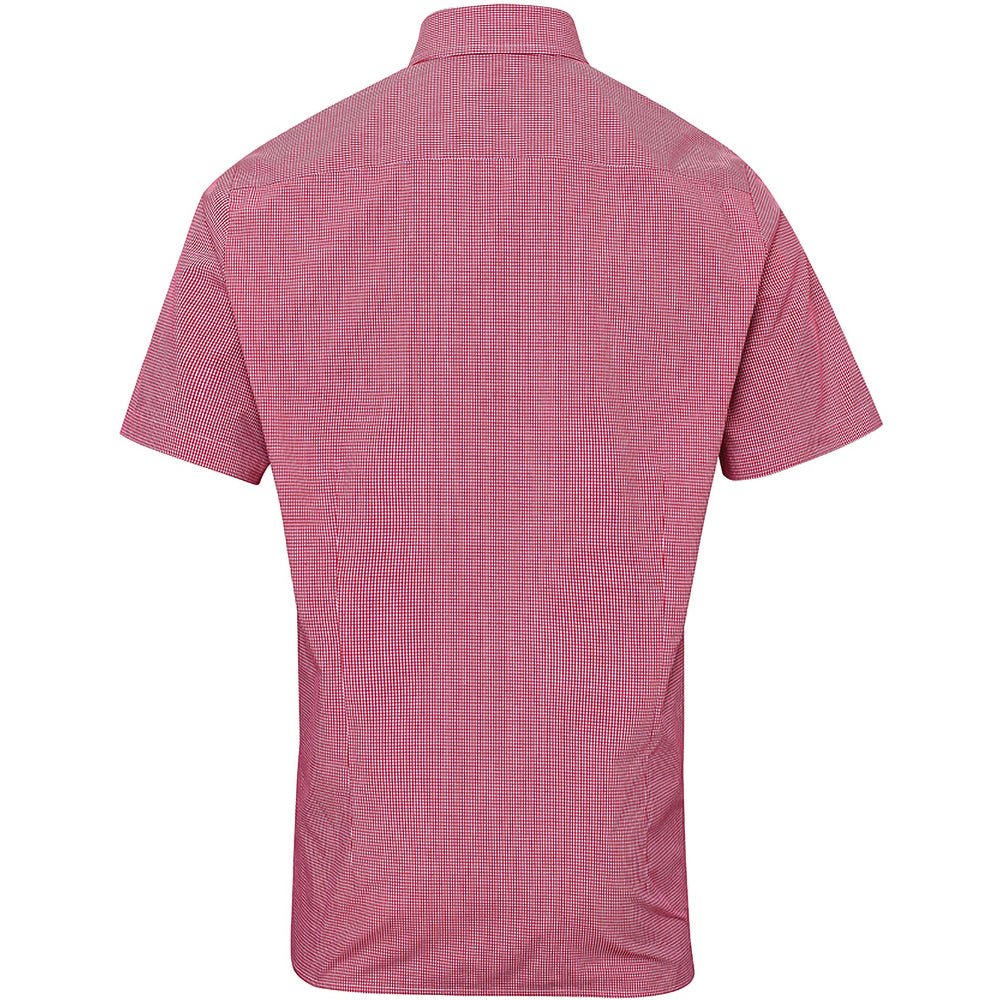 Red-White - Back - Premier Mens Gingham Short Sleeve Shirt