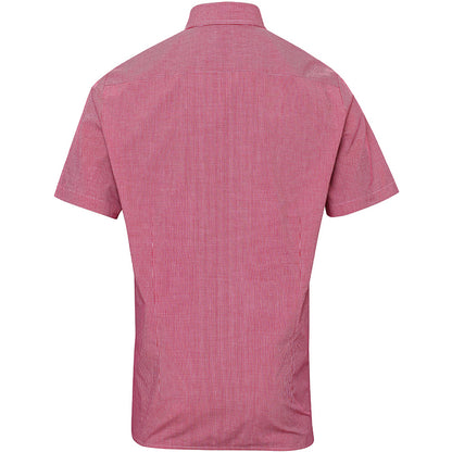 Red-White - Back - Premier Mens Gingham Short Sleeve Shirt