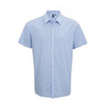Light Blue-White - Front - Premier Mens Gingham Short Sleeve Shirt