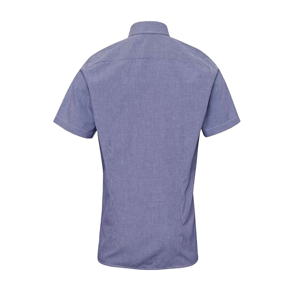 Navy-White - Back - Premier Mens Gingham Short Sleeve Shirt