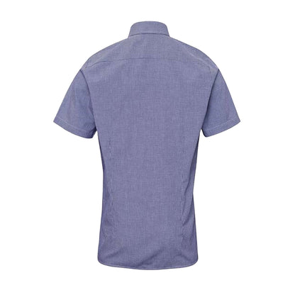 Navy-White - Back - Premier Mens Gingham Short Sleeve Shirt