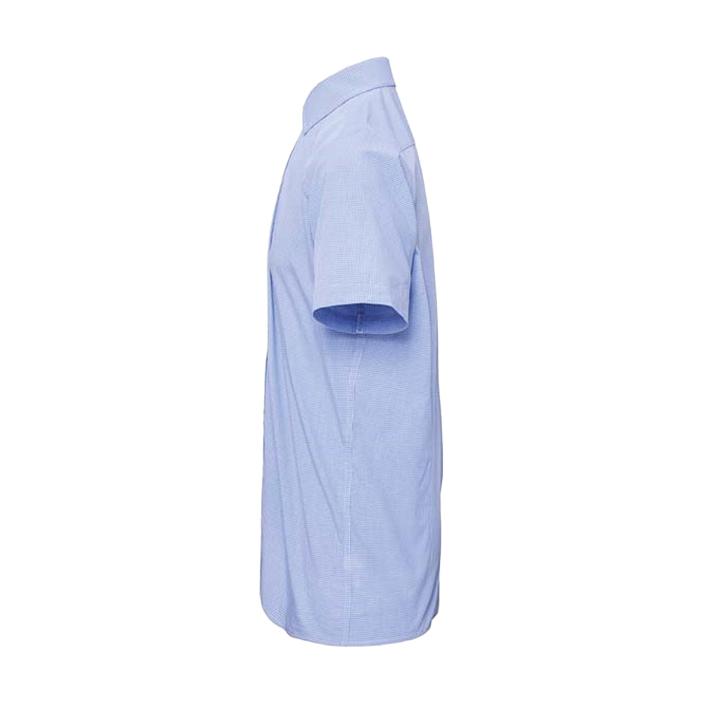 Light Blue-White - Side - Premier Mens Gingham Short Sleeve Shirt