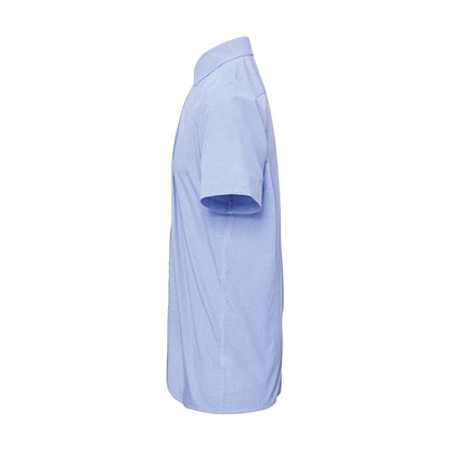 Light Blue-White - Side - Premier Mens Gingham Short Sleeve Shirt