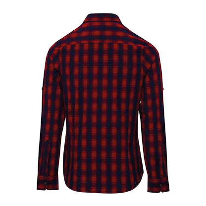 Red-Navy - Back - Premier Womens-Ladies Mulligan Check Long Sleeve Shirt
