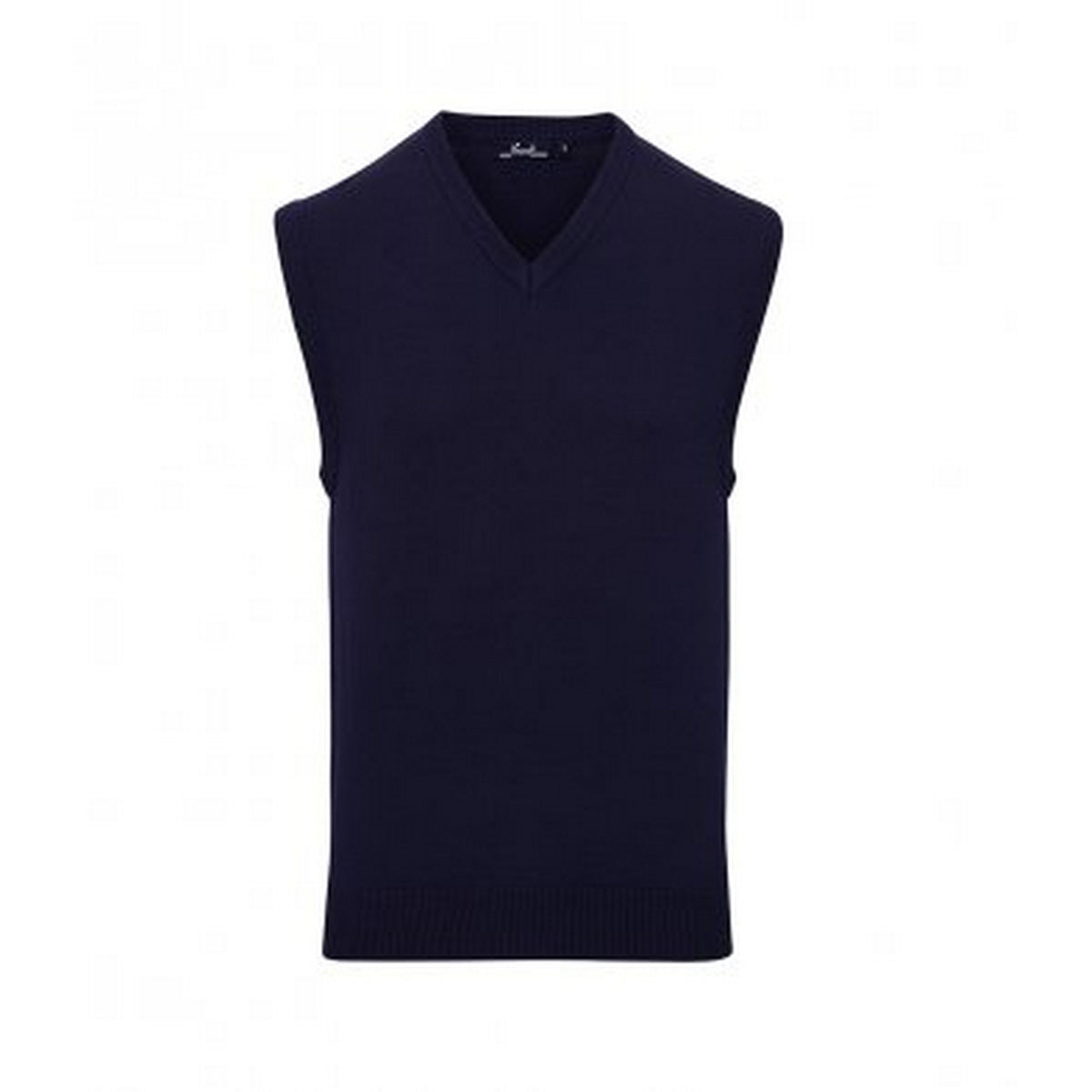 Navy - Front - Premier Mens Sleeveless Cotton Acrylic V Neck Sweater