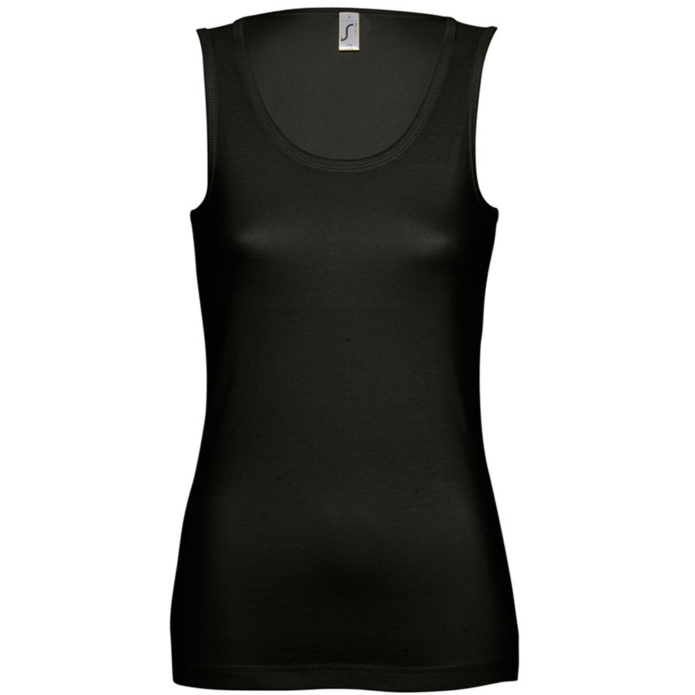 Deep Black - Front - SOLS Womens-Ladies Jane Sleeveless Tank - Vest Top