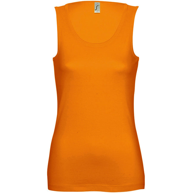 Orange - Front - SOLS Womens-Ladies Jane Sleeveless Tank - Vest Top