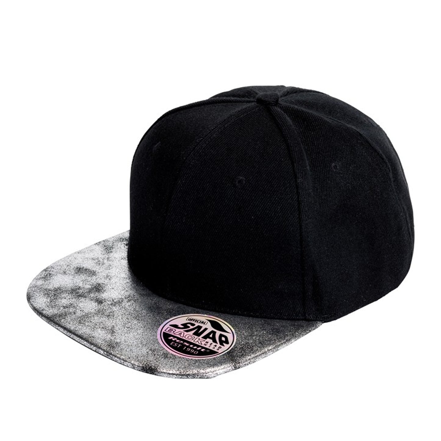 Black-Silver - Front - Result Mens Bronx Glitter Snapback Cap