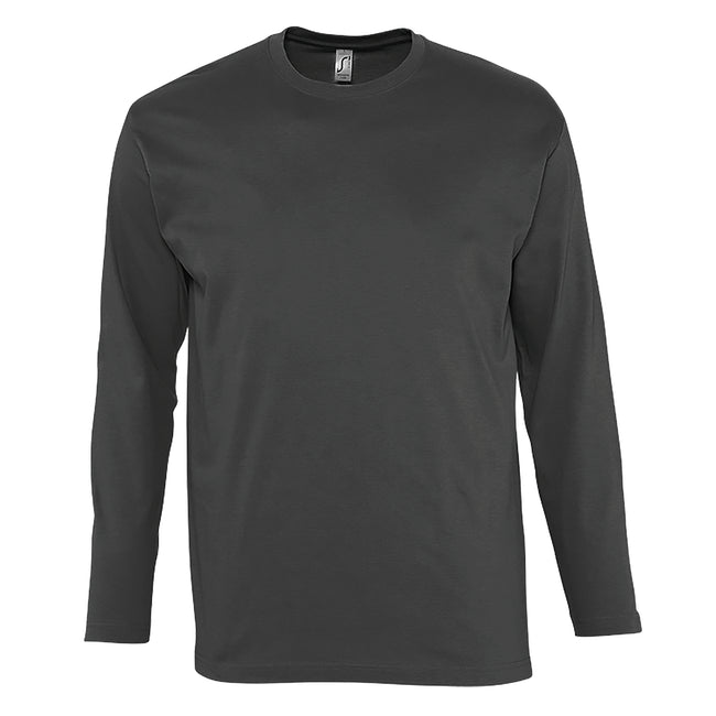 Dark Grey - Back - SOLS Mens Monarch Long Sleeve T-Shirt
