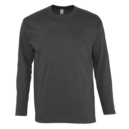 Dark Grey - Back - SOLS Mens Monarch Long Sleeve T-Shirt