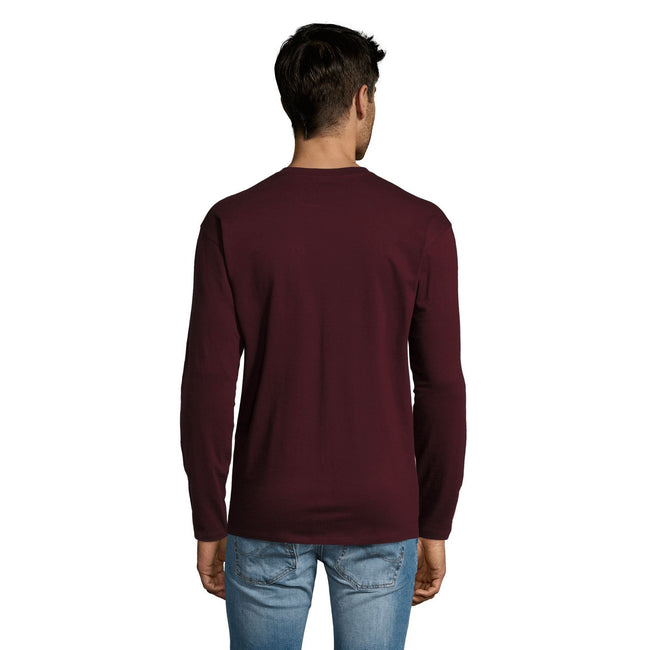 Oxblood - Side - SOLS Mens Monarch Long Sleeve T-Shirt