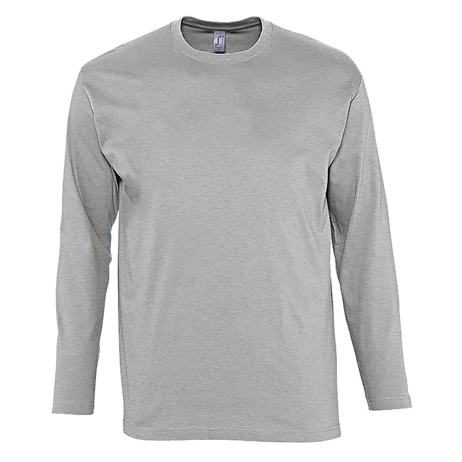 Grey Marl - Front - SOLS Mens Monarch Long Sleeve T-Shirt