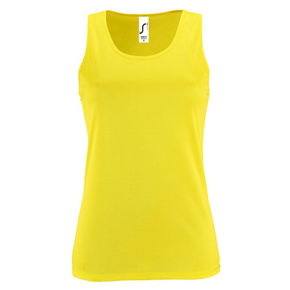 Neon Yellow - Front - SOLS Womens-Ladies Sporty Performance Sleeveless Tank Top