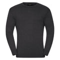 Charcoal Marl - Front - Russell Mens Cotton Acrylic Crew Neck Sweater