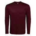 Oxblood - Front - SOLS Mens Monarch Long Sleeve T-Shirt