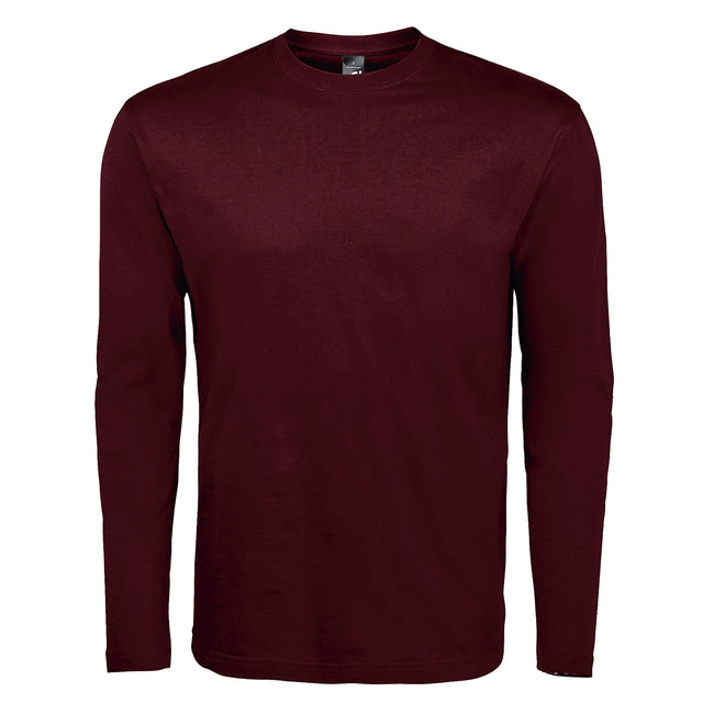 Oxblood - Front - SOLS Mens Monarch Long Sleeve T-Shirt