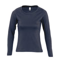 Navy - Front - SOLS Womens-Ladies Majestic Long Sleeve T-Shirt