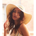 Natural - Back - Beechfield Womens-Ladies Marbella Sun Hat