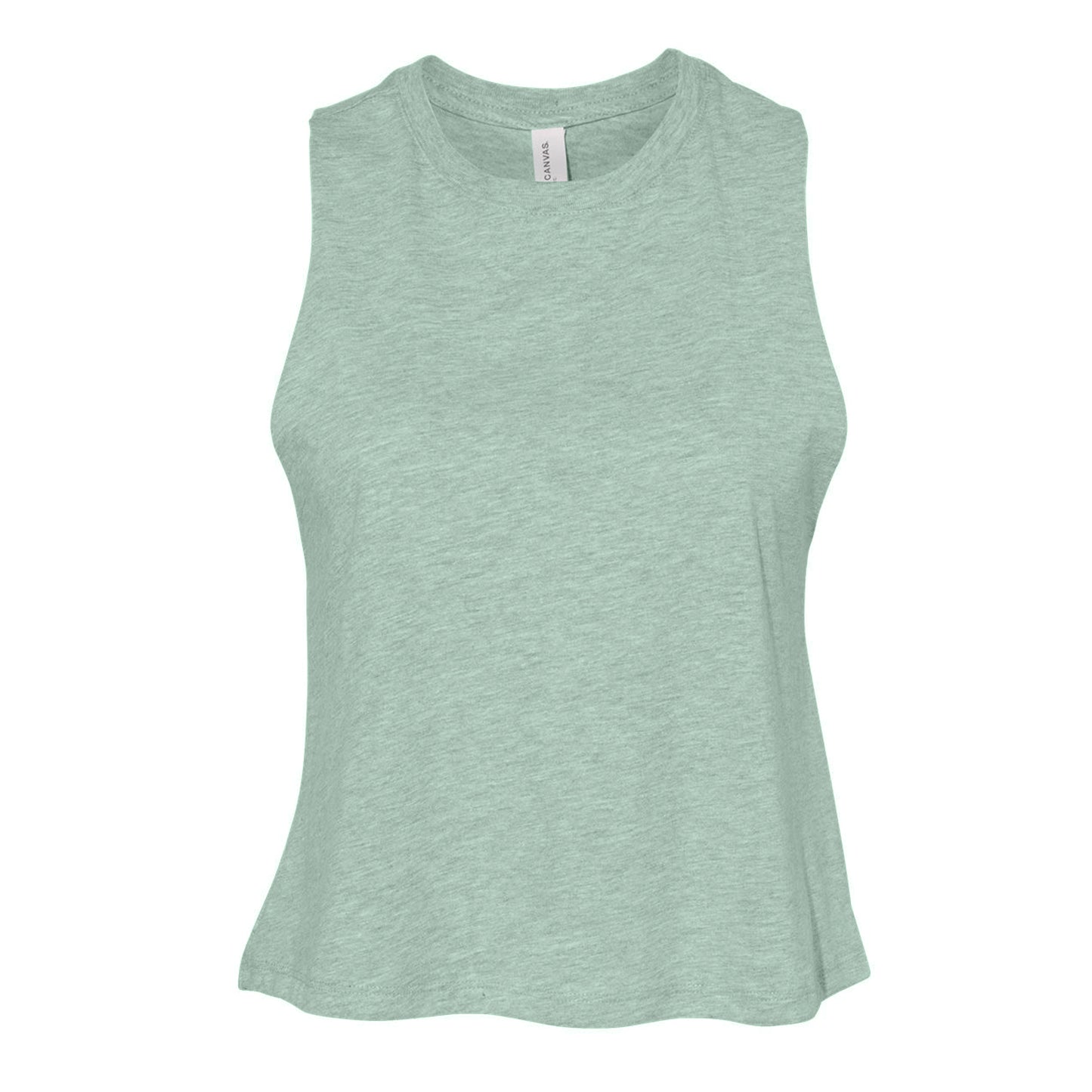 Dusty Blue Heather - Front - Bella Womens-Ladies Racer Back Cropped Sleeveless Tank Top