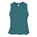 Deep Teal Heather - Front - Bella Womens-Ladies Racer Back Cropped Sleeveless Tank Top
