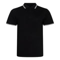 Black-White - Front - AWDis Mens Stretch Tipped Piqu Polo Shirt