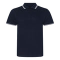 Navy-White - Front - AWDis Mens Stretch Tipped Piqu Polo Shirt