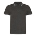 Charcoal-White - Front - AWDis Mens Stretch Tipped Piqu Polo Shirt